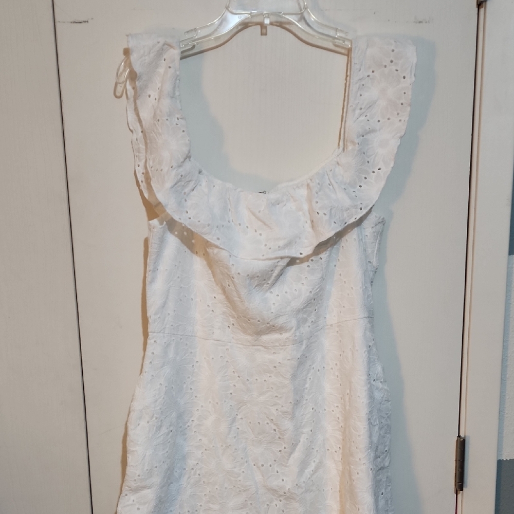 Chelsea28 White Eyelet Ruffle Mini Dress